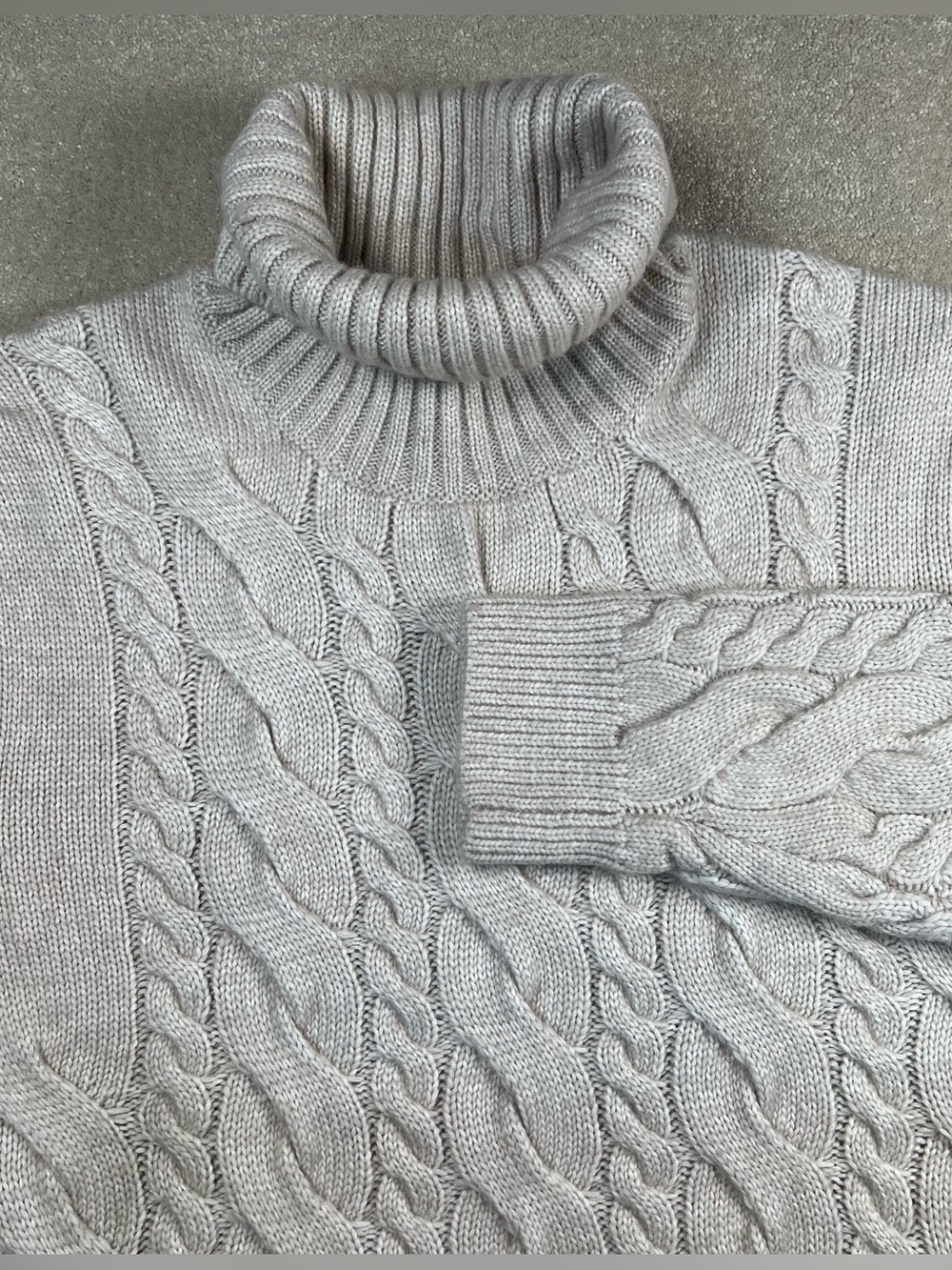 Express Sweater Turtleneck Cable Knit Gray Beige Women's Large